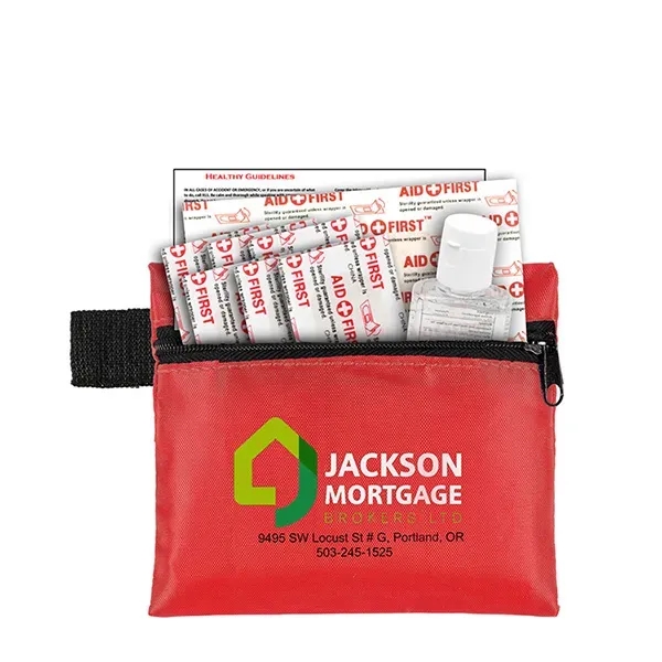 Zippered first aid pouch with hand sanitizer and bandages... from ASI 62660 Innovation Line
