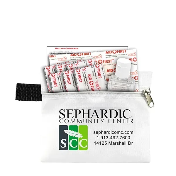 Zippered first aid pouch with hand sanitizer and bandages... from ASI 62660 Innovation Line