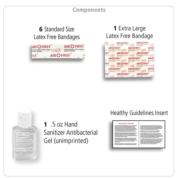 Zippered first aid pouch with hand sanitizer and bandages... from ASI 62660 Innovation Line