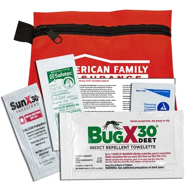 4 piece insect repellent kit with zippered pouch, repellent towelette, sunscreen... from ASI 62660 Innovation Line
