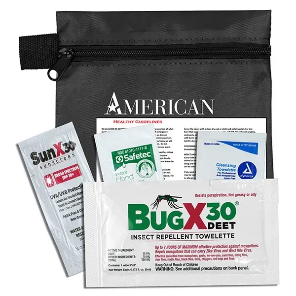 4 piece insect repellent kit with zippered pouch, repellent towelette, sunscreen... from ASI 62660 Innovation Line