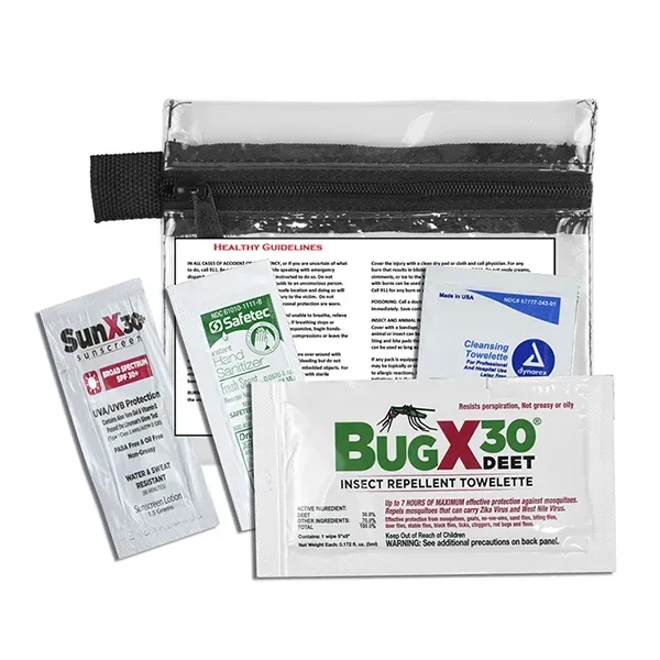 4 piece insect repellent kit with zippered pouch, repellent towelette, sunscreen... from ASI 62660 Innovation Line