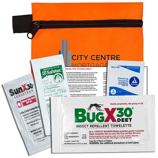 4 piece insect repellent kit with zippered pouch, repellent towelette, sunscreen... from ASI 62660 Innovation Line