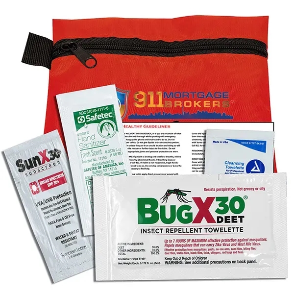4 piece insect repellent kit with zippered pouch, repellent towelette, sunscreen... from ASI 62660 Innovation Line