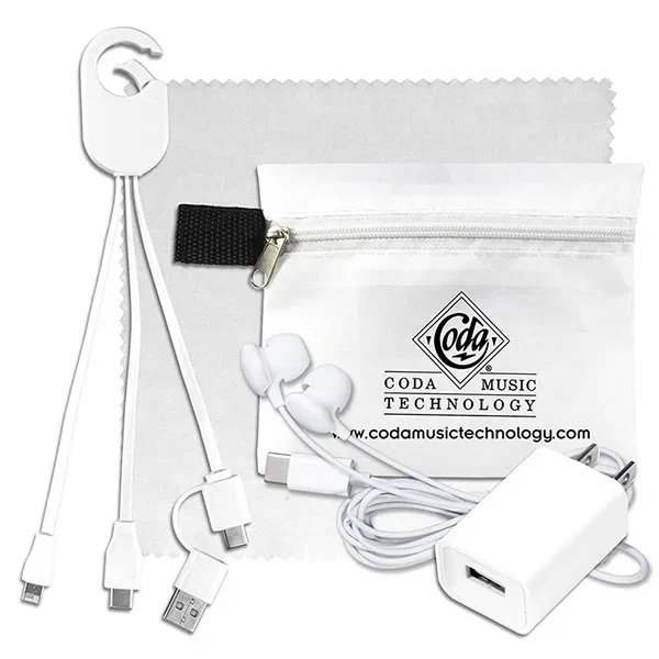 Tech kit with a microfiber cleaning cloth, wall charger, earphones, 5... from ASI 62660 Innovation Line