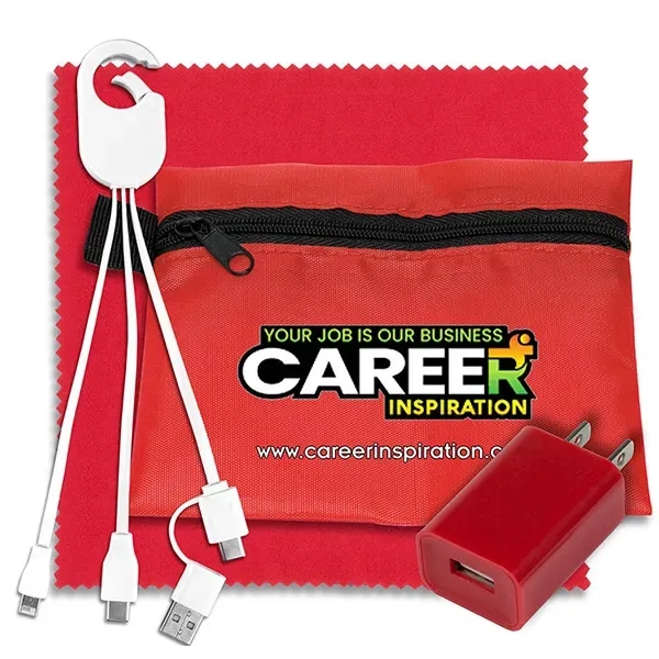 Tech kit with a microfiber cleaning cloth, wall charger, earphones, 5... from ASI 62660 Innovation Line