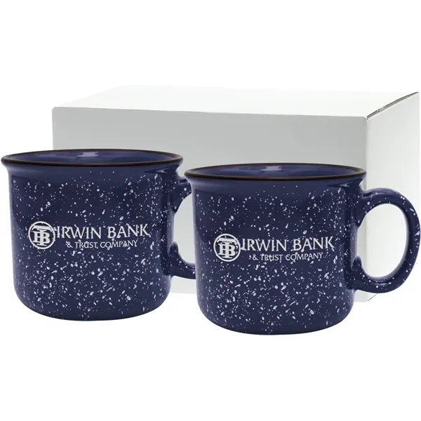 Set of two 14 oz. ceramic mugs with speckled glaze design... from ASI 71920 Moderne Glass Company Inc / Glass America®