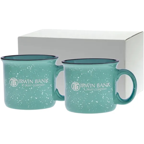 Set of two 14 oz. ceramic mugs with speckled glaze design... from ASI 71920 Moderne Glass Company Inc / Glass America®