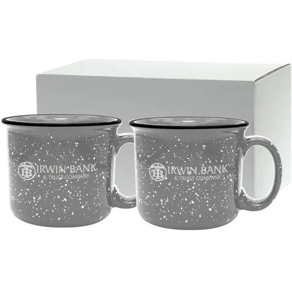 Set of two 14 oz. ceramic mugs with speckled glaze design... from ASI 71920 Moderne Glass Company Inc / Glass America®