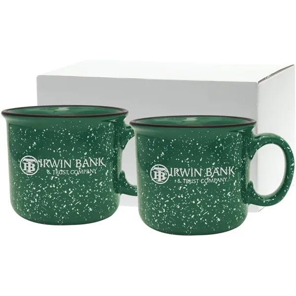 Set of two 14 oz. ceramic mugs with speckled glaze design... from ASI 71920 Moderne Glass Company Inc / Glass America®