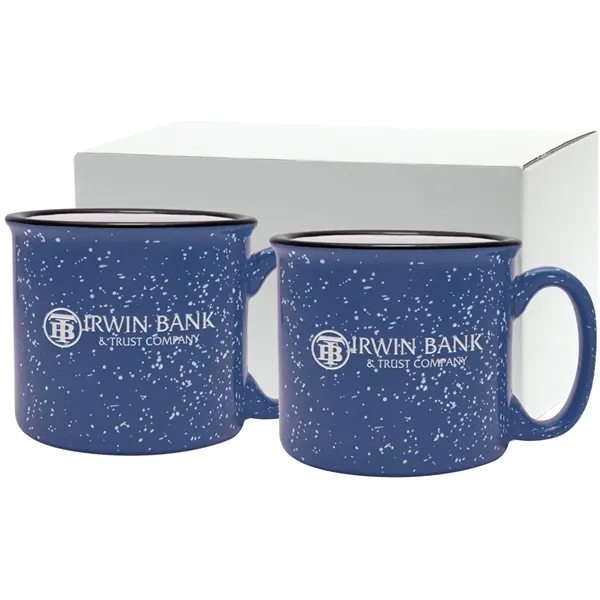 Set of two 14 oz. ceramic mugs with speckled glaze design... from ASI 71920 Moderne Glass Company Inc / Glass America®
