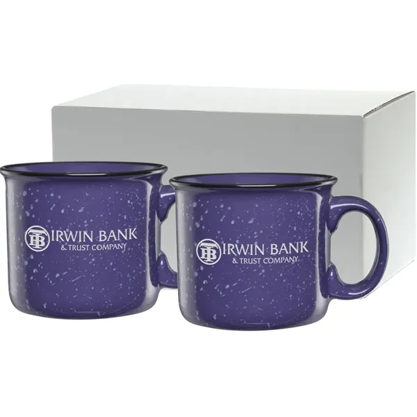 Set of two 14 oz. ceramic mugs with speckled glaze design... from ASI 71920 Moderne Glass Company Inc / Glass America®