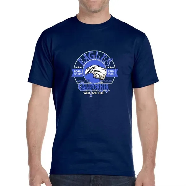 Cotton / polyester blend Gildan T-shirt with DryBlend moisture-wicking technology.... from ASI 39552 BEL Promo