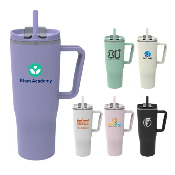30 oz Travel Mug with Matching Color Plastic Straw... from ASI 31517 Admart Products