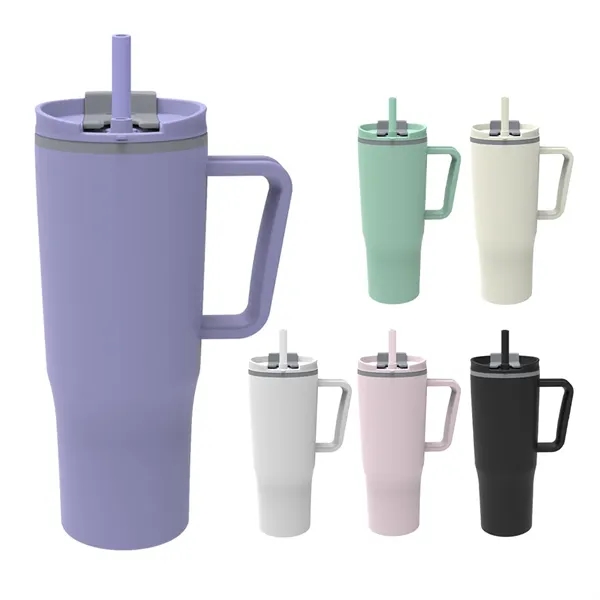 30 oz Travel Mug with Matching Color Plastic Straw... from ASI 31517 Admart Products