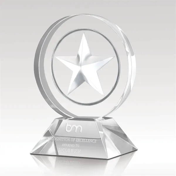 Optical crystal award featuring a deep etched star graphic set on... from ASI 93986 Visions/Awardcraft / Visions Awards