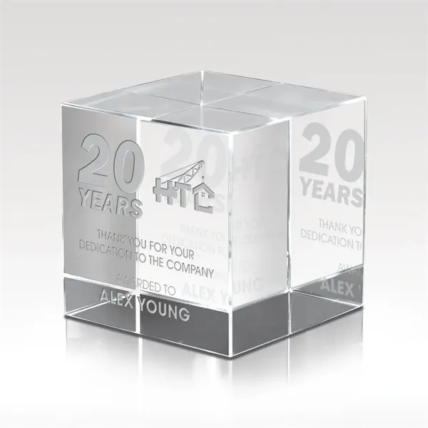 Optical crystal cube award that's offered in two sizes; includes a... from ASI 93986 Visions/Awardcraft / Visions Awards