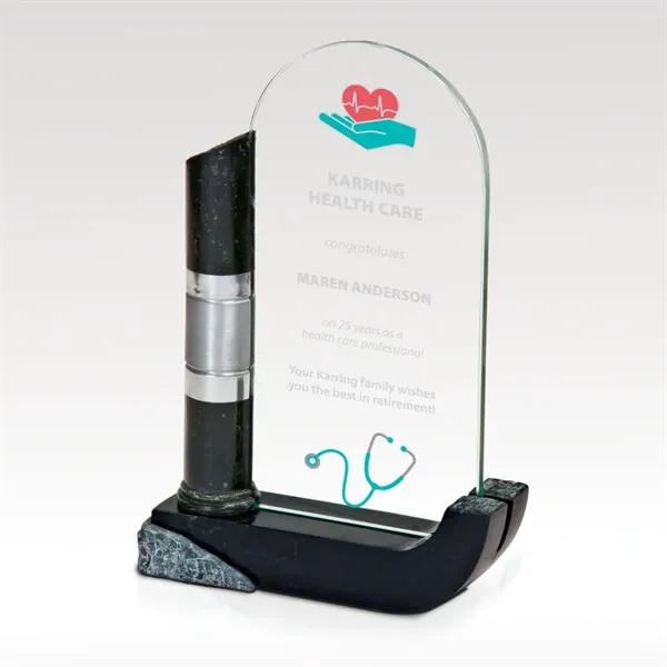 A stylish marble base adorned with silver metal accents.... from ASI 93986 Visions/Awardcraft