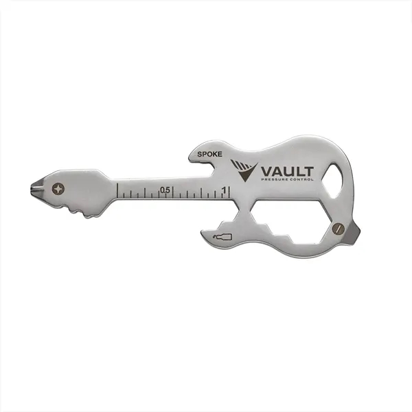 3" long all stainless-steel multi-tool in the shape of a guitar.... from ASI 46170 Compass Industries Inc