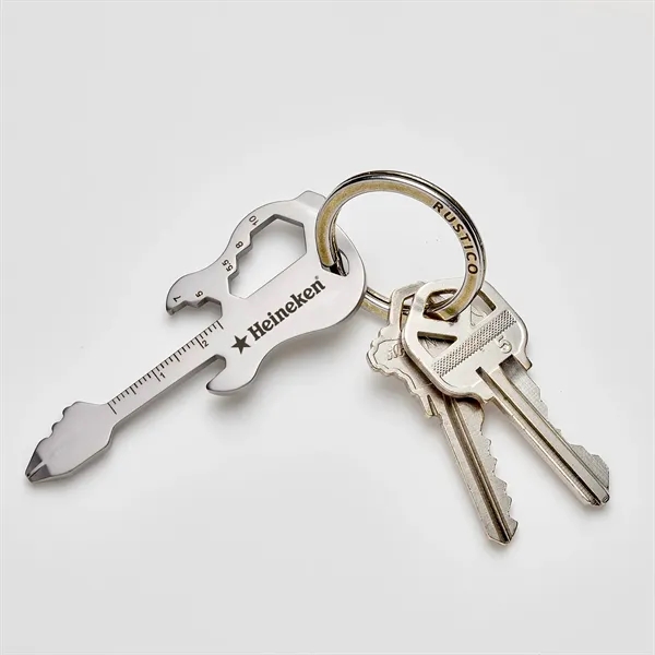 3" long all stainless-steel multi-tool in the shape of a guitar.... from ASI 46170 Compass Industries Inc