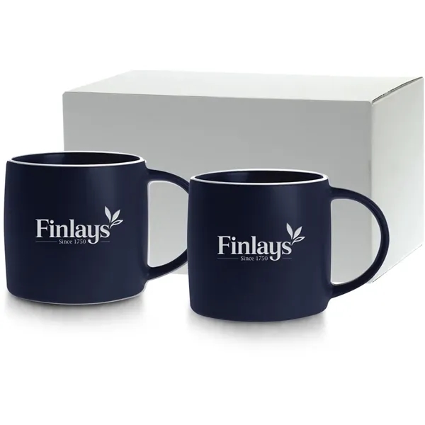 Set of two 17 oz. ceramic mugs in earth-tone colors with... from ASI 71920 Moderne Glass Company Inc / Glass America®