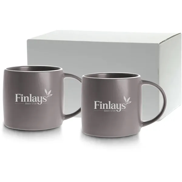 Set of two 17 oz. ceramic mugs in earth-tone colors with... from ASI 71920 Moderne Glass Company Inc / Glass America®