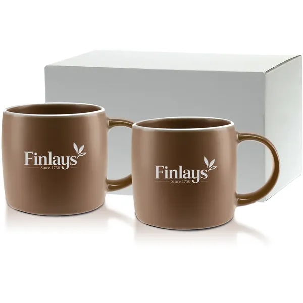 Set of two 17 oz. ceramic mugs in earth-tone colors with... from ASI 71920 Moderne Glass Company Inc / Glass America®