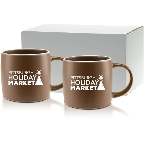 Set of two 17 oz. ceramic mugs in earth-tone colors with... from ASI 71920 Moderne Glass Company Inc / Glass America®
