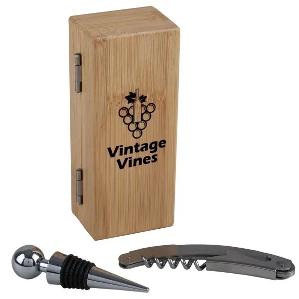 Two-piece bamboo wine opener set with magnetic closure.... from ASI 52840 Evans Manufacturing
