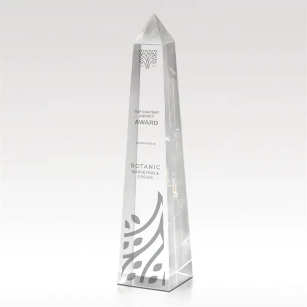 Obelisk shaped award made of optical crystal with etched imprint.... from ASI 93986 Visions/Awardcraft / Visions Awards