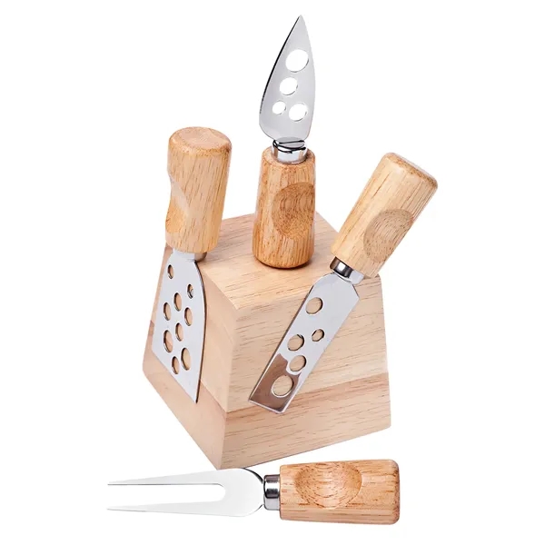 2 1/2" magnetic bamboo block with three cheese knives and one... from ASI 55450 Franmara Inc