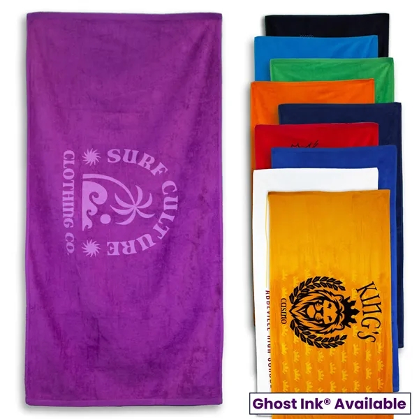 100% cotton terry velour beach towel that measures 30" x 60"... from ASI 79750 Pro Towels