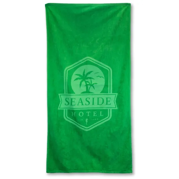 White heavy-weight beach towel made of 100% cotton terry velour that... from ASI 79750 Pro Towels