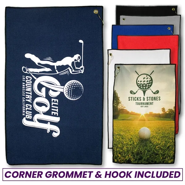 16" x 26" microfiber waffle golf towel with corner grommet and... from ASI 79750 Pro Towels / Pro Vision