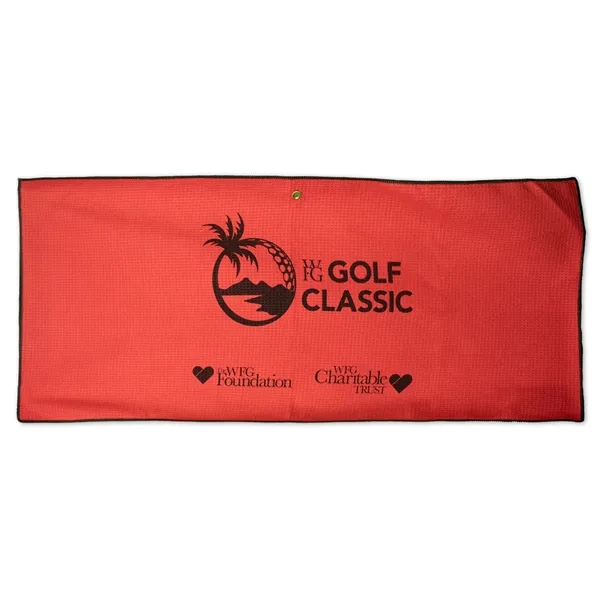 17" x 40" microfiber waffle golf towel with corner grommet and... from ASI 79750 Pro Towels