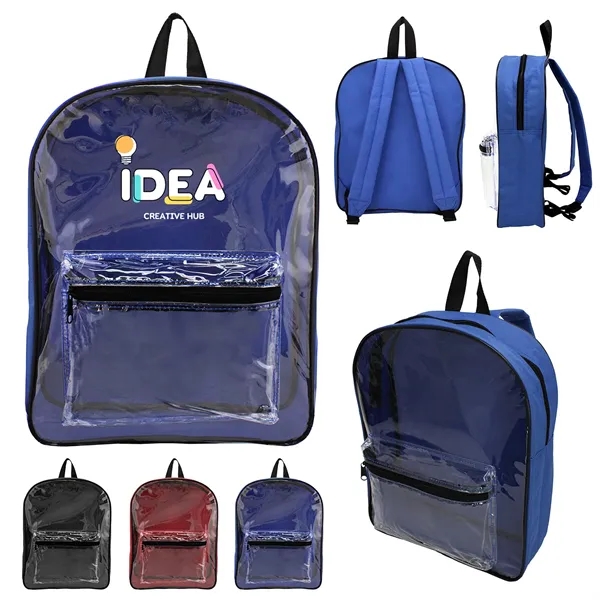12" x 14.5" x 4" clear PVC backpack with colored back... from ASI 37980 Bagworld