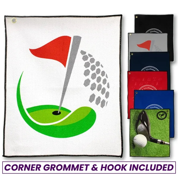 15" x 18" microfiber waffle golf towel with corner grommet and... from ASI 79750 Pro Towels / Pro Vision