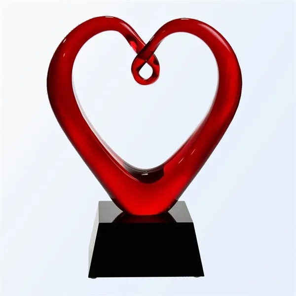 Red Heart Glass Award with Black Base... from ASI 31517 Admart Products / Admart Line