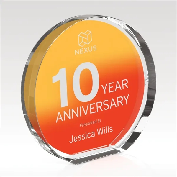 Round optical crystal award that features precision beveled edges combined with... from ASI 93986 Visions/Awardcraft / Visions Awards