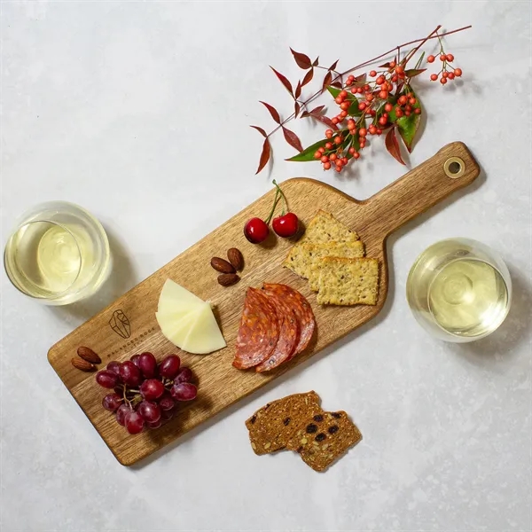 The Wine Bottle Serving and Cutting Board is perfect for you.... from ASI 91565 Totally Bamboo