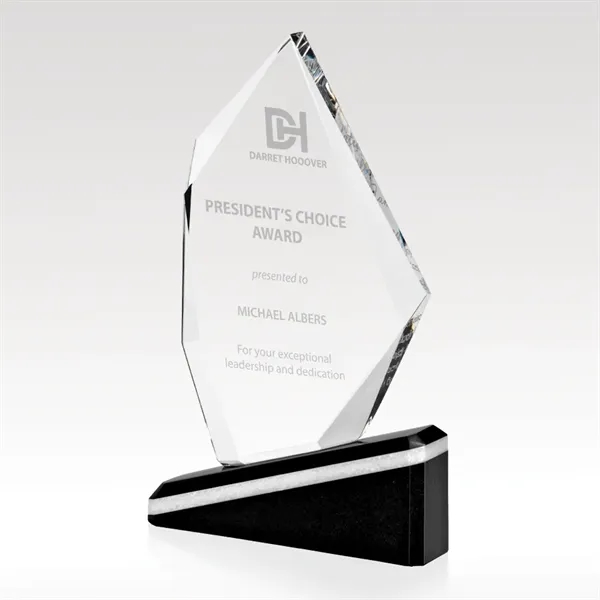 Cut and polished optical crystal award with a black granite award... from ASI 93986 Visions/Awardcraft / Visions Awards