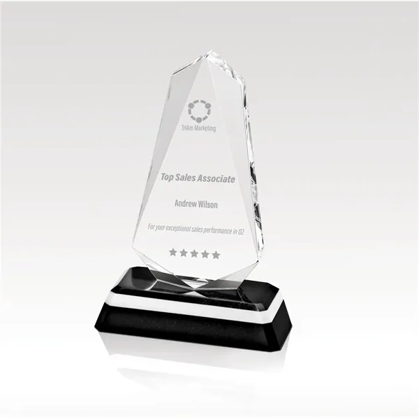 Polished optical crystal award with granite base, custom sand etching and... from ASI 93986 Visions/Awardcraft / Visions Awards