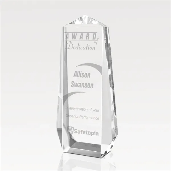 9" polished optical crystal award with etched imprinting and a black... from ASI 93986 Visions/Awardcraft / Visions Awards