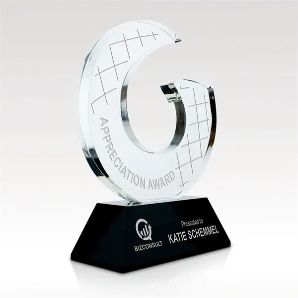 Clear optical crystal sculpture award with black optical crystal base and... from ASI 93986 Visions/Awardcraft / Visions Awards