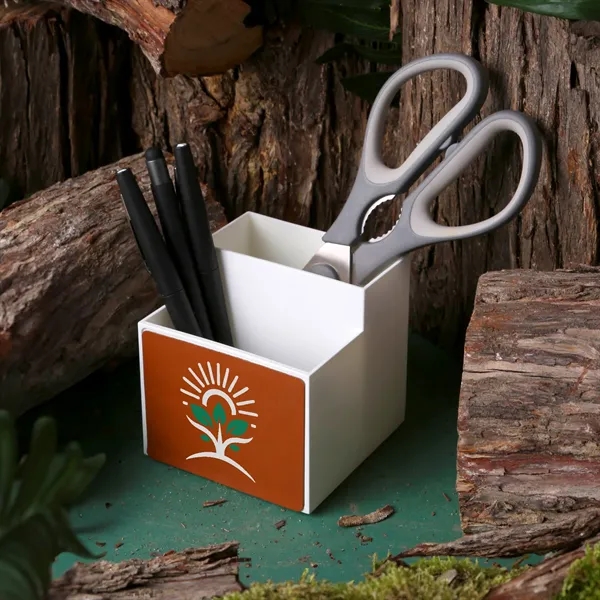 An eco-friendly desk organizer with two storage compartments... from ASI 61966 HPG / OrigAudio HPG Gold