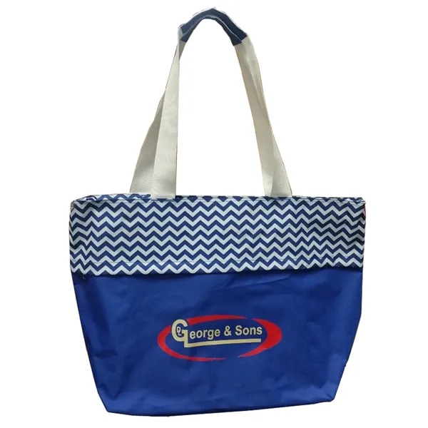 Chevron printed tote bag with front pocket, 22'' x 17" x... from ASI 34046 Allcasion Travelware Co