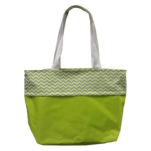 Chevron printed tote bag with front pocket, 22'' x 17" x... from ASI 34046 Allcasion Travelware Co