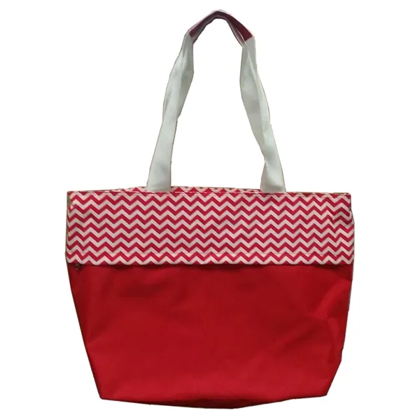 Chevron printed tote bag with front pocket, 22'' x 17" x... from ASI 34046 Allcasion Travelware Co