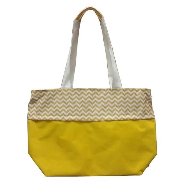Chevron printed tote bag with front pocket, 22'' x 17" x... from ASI 34046 Allcasion Travelware Co