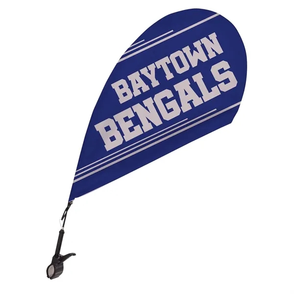Mini teardrop sail sign with clip-on base and single-sided graphics.... from ASI 87188 Showdown Displays